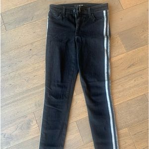 Joe’s Jeans Flawless The Charlie High Rise ankle skinny in black w/silver stripe
